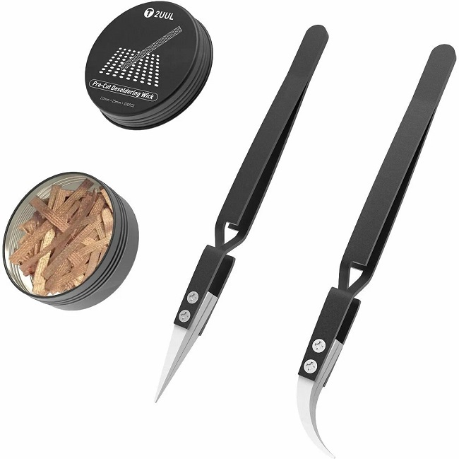 Набор 2UUL SC69 (пинцеты с керамическими наконечниками и оплетка)