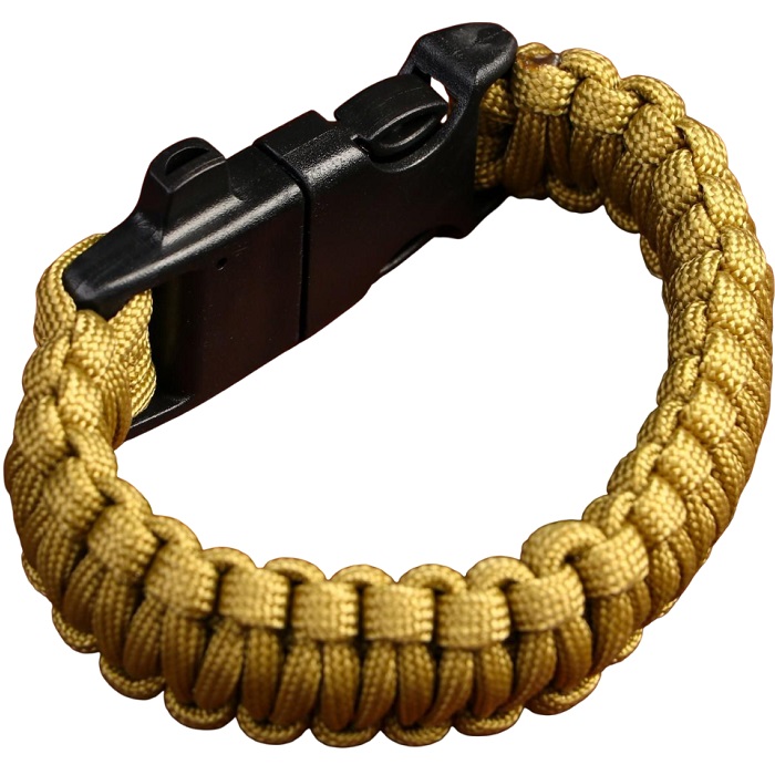 Браслет для выживания 3 в1 (паракорд 2 м, свисток, огниво), тёмно-зелёный, 25.5×2.5 см, 3 м