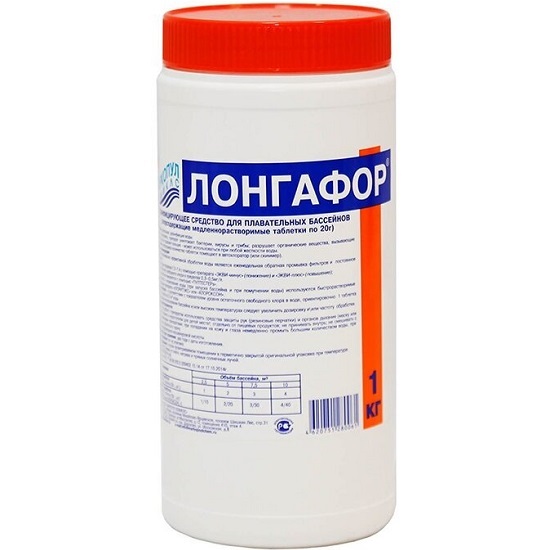 М18, Маркопул Кемиклс, ЛОНГАФОР, 1кг ведро, табл.20гр, медленнорастворимый хлор для непрерывной дезинфекции воды, уп.12