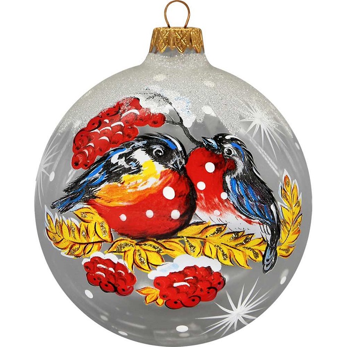 Шар "Пара снегирей", 100мм, в подарочной упаковке КУ-100-213015