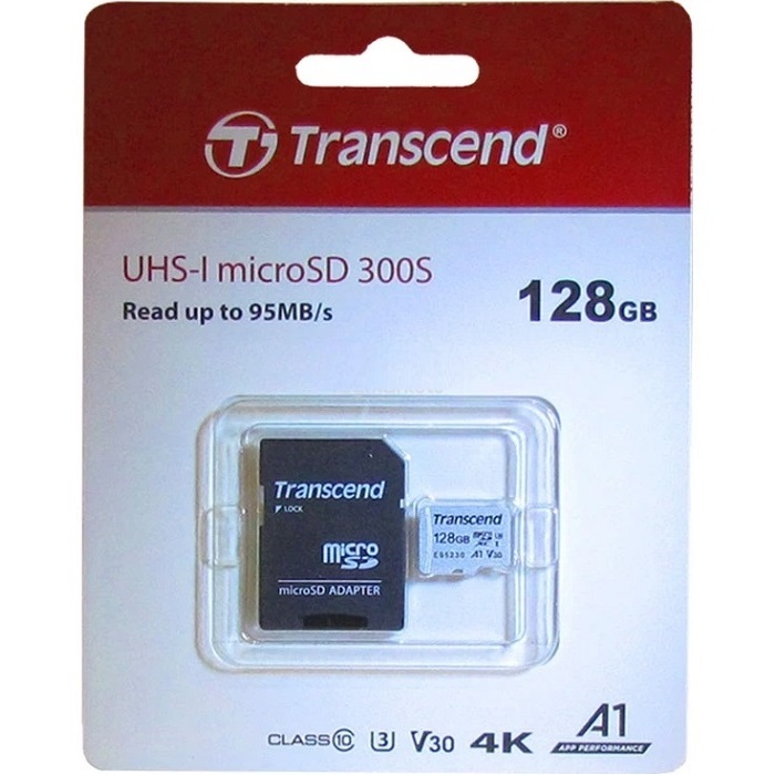 Micro SD 128Gb Transcend 300S UHS-I U1 + SD адаптер