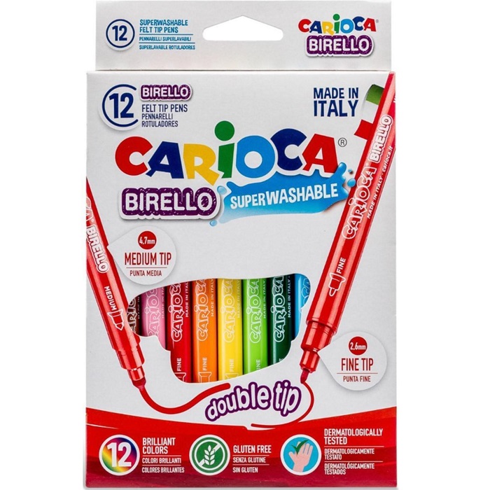 Фломастеры двусторонние 12 цветов, Carioca Birello 2.6/4.7 мм 3044812