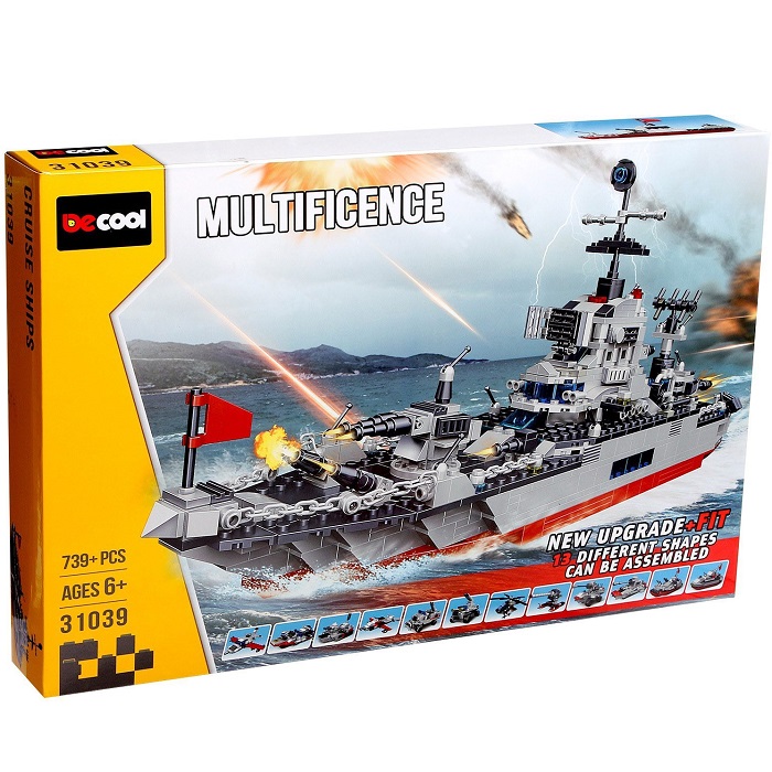 Конструктор блочный «Военный крейсер», 739 деталей
