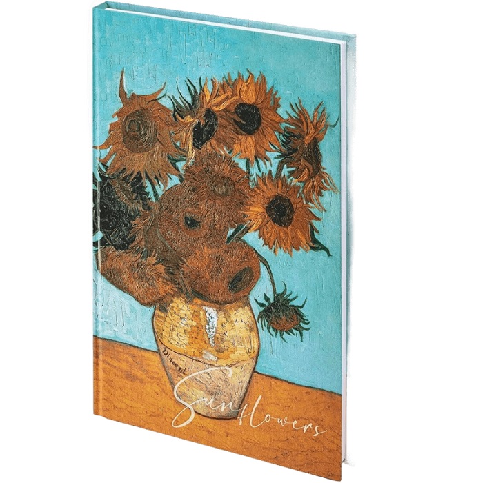 Блокнот А5 134х206мм, 80л, твёрдый, клетка, выборочный лак, STAFF, Подсолнухи, 114422