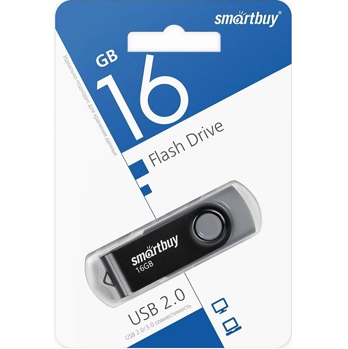 USB 16Gb SMARTBUY Twist чёрный, 3.0