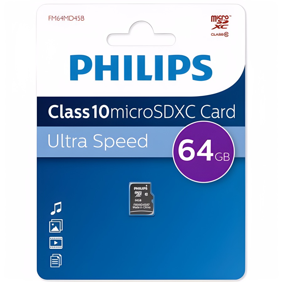 Micro SD 64Gb PHILIPS Class 10