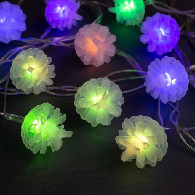 Гирлянда "Нить - с насадками" 5 м, «Прищепки 3D», свечение мульти