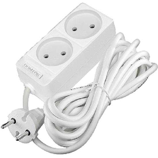 Сетевой удлинитель  3.0м DOMTOK 2гн.,ПВС 2*1  2,2кВт б/з