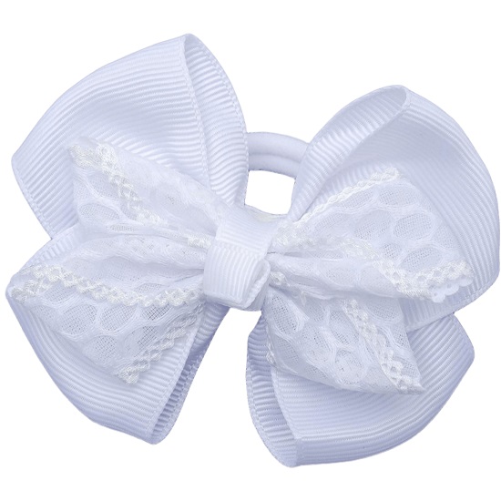Резинка для волос "Школьница" бант кружева, 9 см, белый 3522170