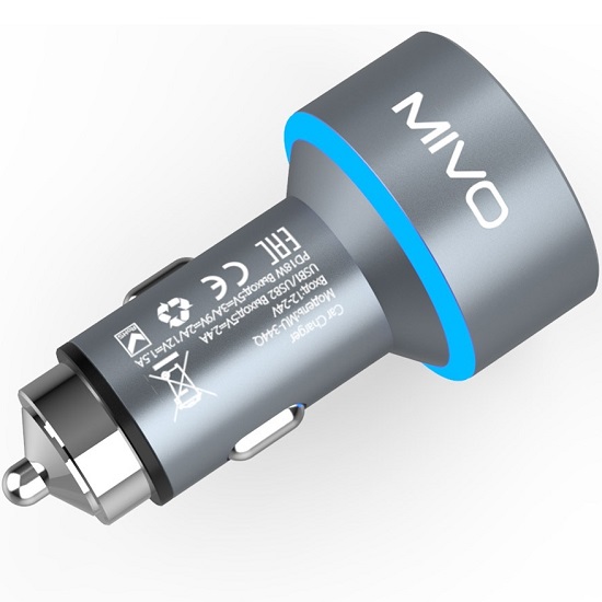 Авто ЗУ 2USB/1Type-C MIVO MU-344Q 30W
