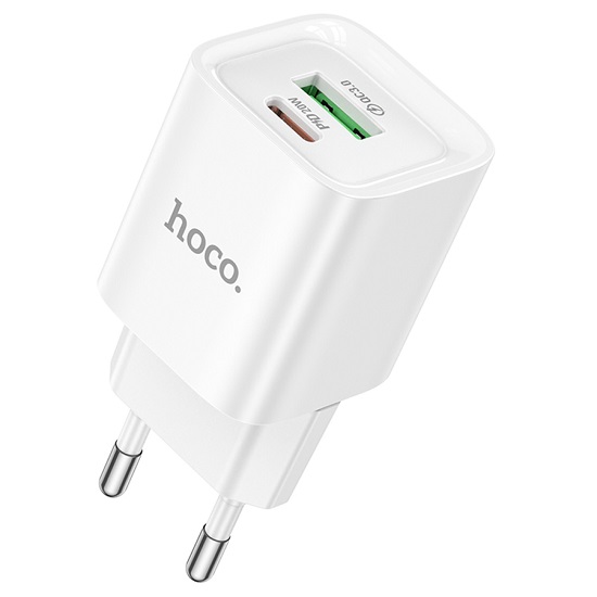 Стевое ЗУ 1USB/1Type-C 3A HOCO C147A, белый, кабель Type-C-Lightning, PD20Вт