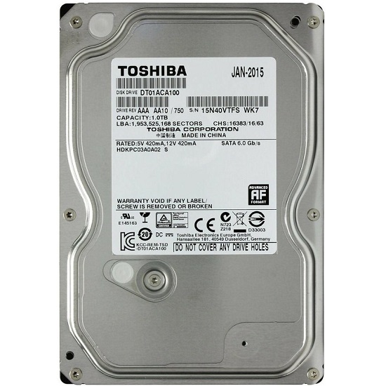 Внутренний HDD 3.5" 1Tb Toshiba DT01ACA100 SATA-III, 7200 RPM, 32 Mb