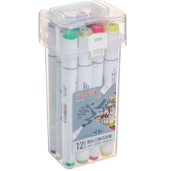 Набор маркеров для скетчинга двусторонние 12 штук/12 цветов 5553963