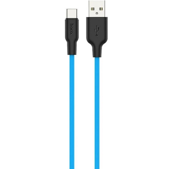 Кабель USB <--> Type-C  1.0м HOCO X21 Plus синий, чёрная вставка