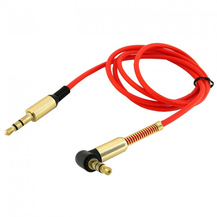 Кабель Jack 3.5 <--> Jack 3.5  1.0м WALKER WCA-710 красный, угловой разъем (в коробке)