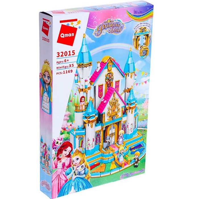 Конструктор Qman Принцессы «Королевский замок», 5 минифигур и 1169 деталей