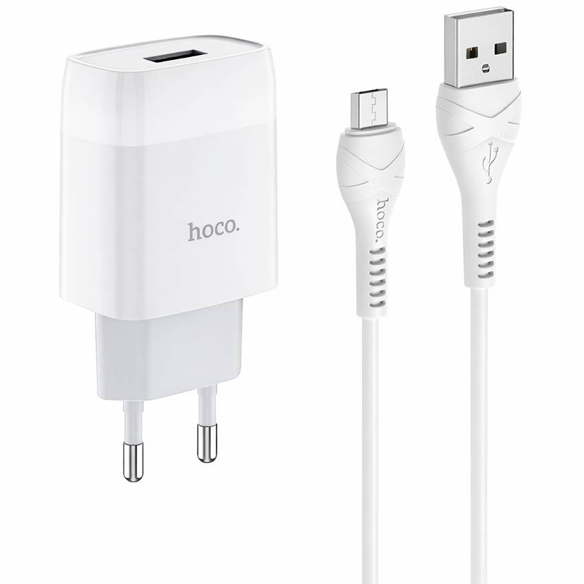 Сетевое ЗУ 1USB 2.1A HOCO C72A White, Lightning