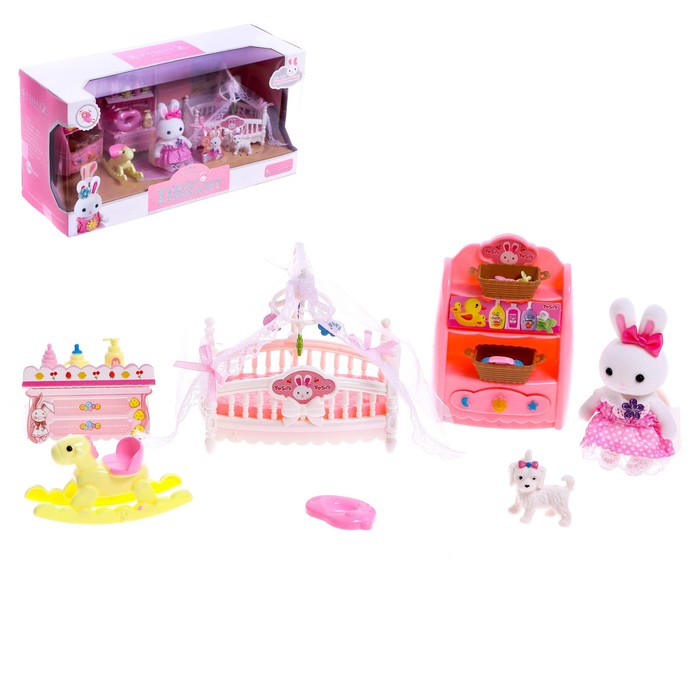 Игровой набор «Зайчик: детская комната» с набором мебели, питомцем и аксессуарами
