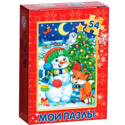 Пазл детский «Снеговик и лисёнок», 54 элемента