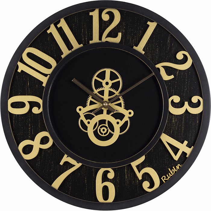 Часы настенные РУБИН "Механизм", из дерева, с патиной. d=40 (4046-001)