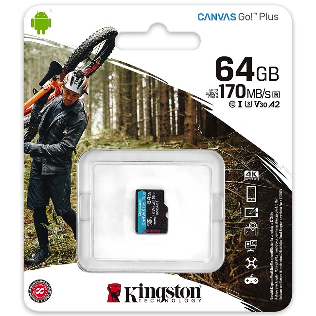 Micro SD 64Gb Kingston Class 10 Canvas Go Plus UHS-I U3 V30 A2
