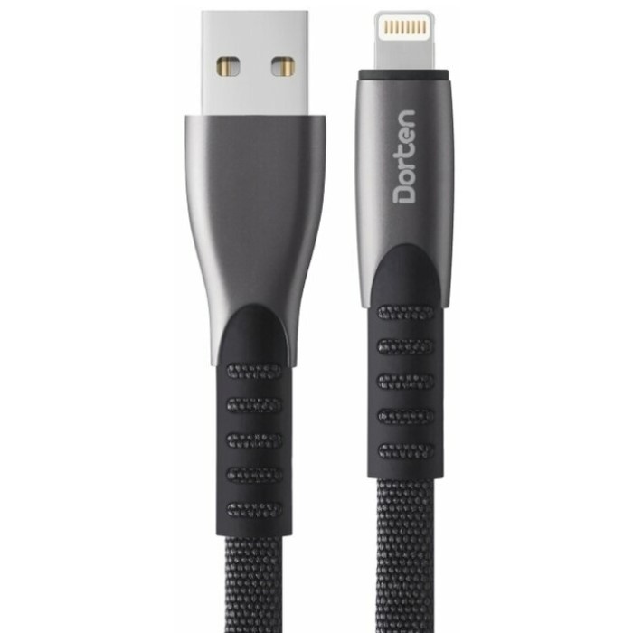 Кабель USB <--> Lightning  1.0м DORTEN DN312901 Flat Series Black/Черный