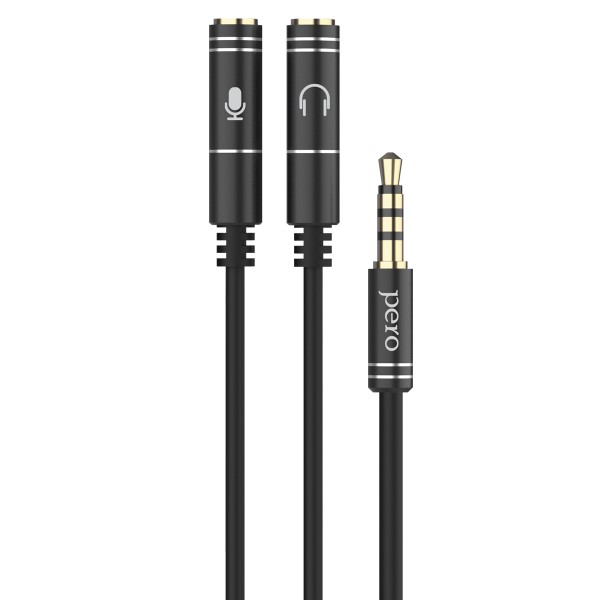 Разветвитель Jack 3.5 <--< 2*Jack 3.5 PERO AD08 PREMIUM черный
