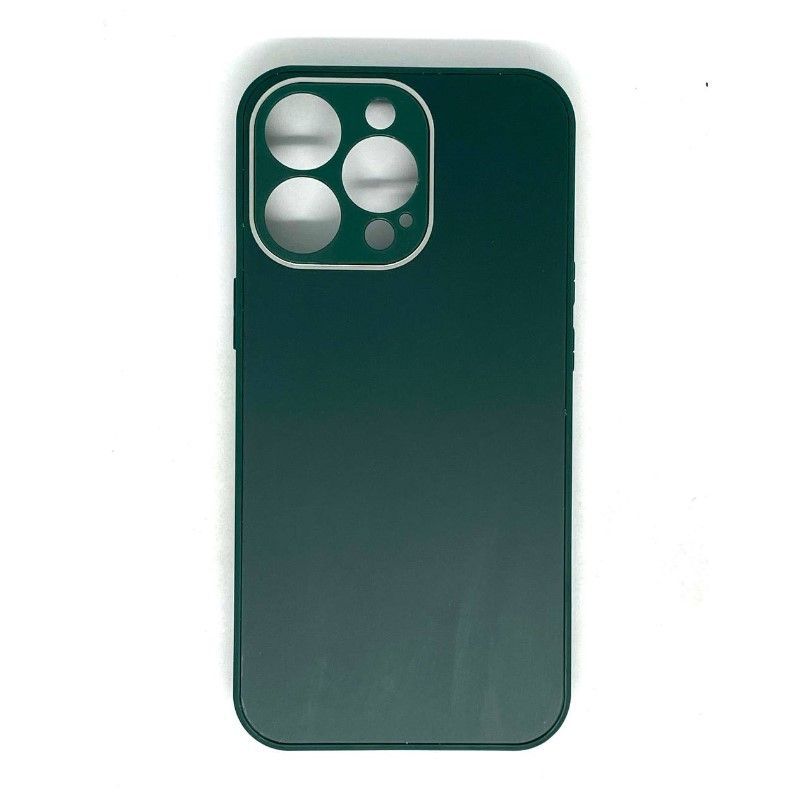 Задняя накладка AKSS для iPhone 13 Pro, темно-зеленый, "имитация бархатное стекло"
