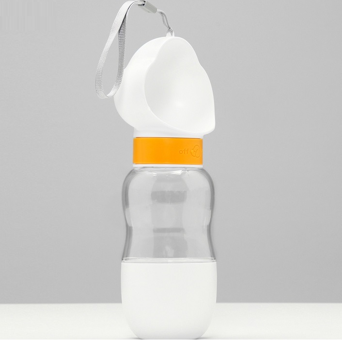 Поилка прогулочная 585 мл+контейнер для корма, жёлтая