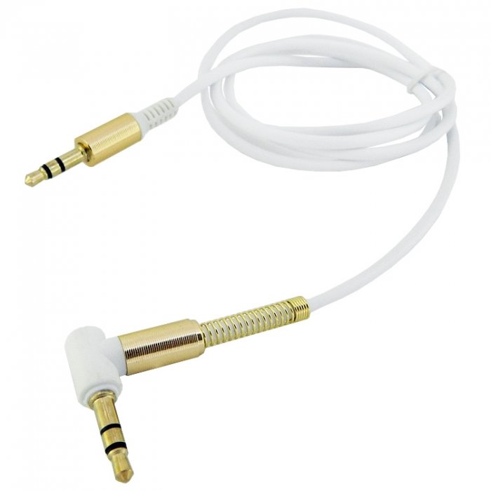 Кабель Jack 3.5 <--> Jack 3.5  1.0м WALKER WCA-710 белый, угловой разъем (в коробке)