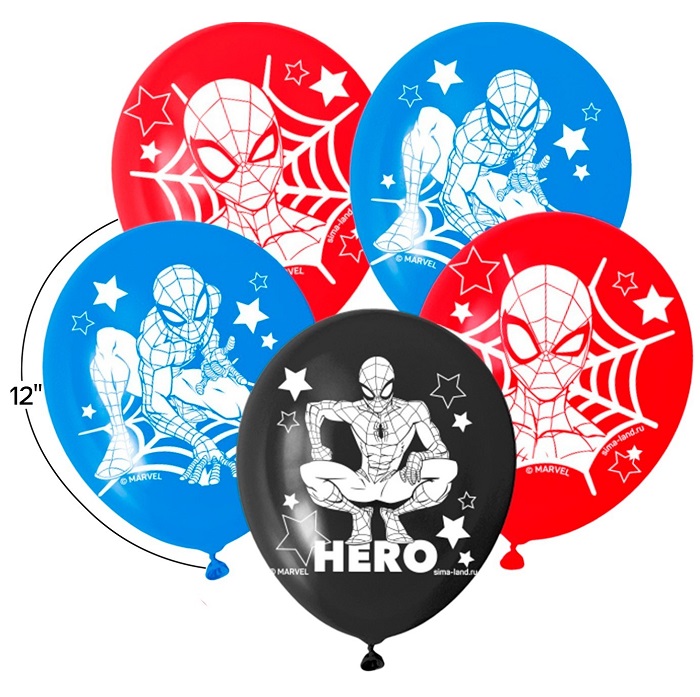 Шар воздушный латексный 12" «Человек-паук», 5 шт. 5358309