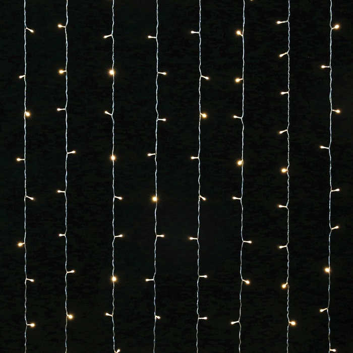 Гирлянда светодиодная ЗОЛОТАЯ СКАЗКА, "Штора"  3х2м,144LED, тепл.белый, 220V, 591350