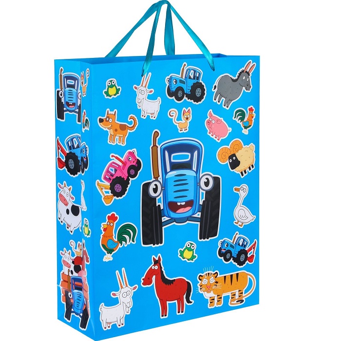 Пакет подарочный, 31 х 40 х 11.5 см, упаковка, Синий трактор 9240289