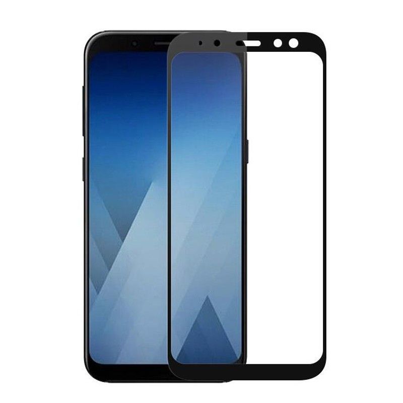 Противоударное стекло 2.5D NONAME для SAMSUNG Galaxy A6 (2018) черное, полный клей, в техпаке