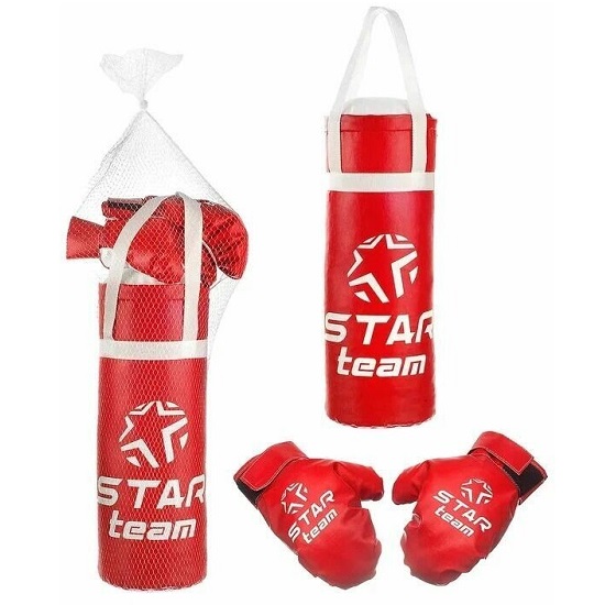 Боксерский набор "STAR TEAM" №2 средний, цвет красный,  груша 2,5 кг, перчатки 200 гр IT107810