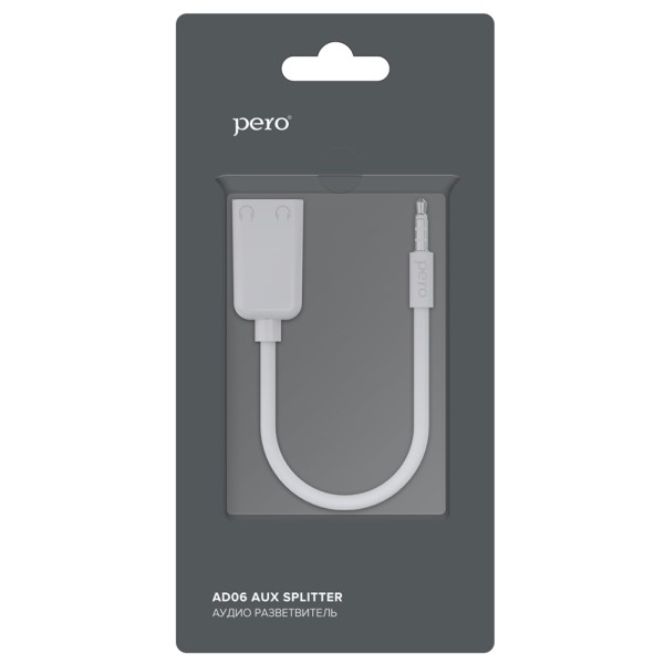 Разветвитель Jack 3.5 <--< 2*Jack 3.5 PERO AD06 белый
