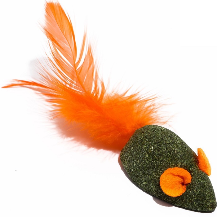 Мышь для кошек из прессованной кошачьей мяты с хвостом из перьев, 5 см 7149067