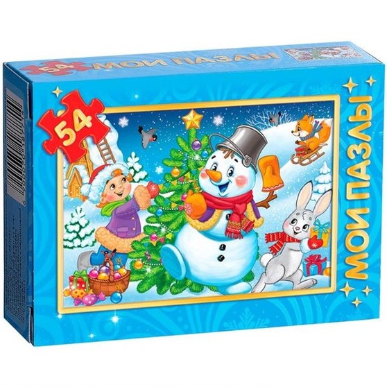 Пазл детский «Весёлый снеговичок», 54 элемента