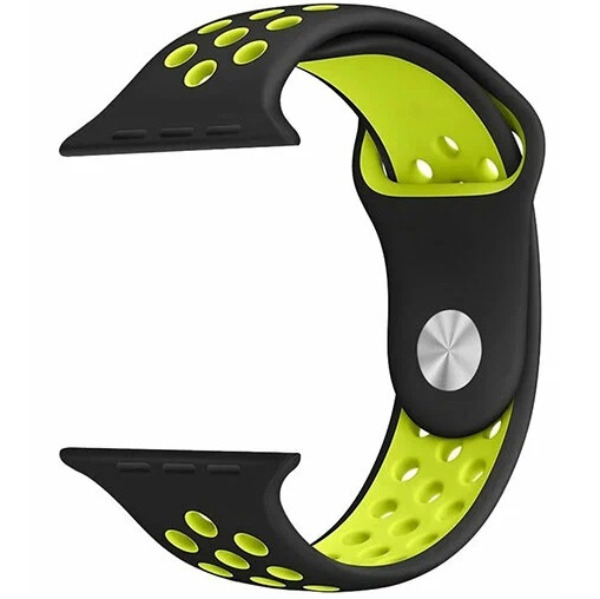 Силиконовый ремешок для Apple Watch Nike 42/44/45/49mm Желтый с черным