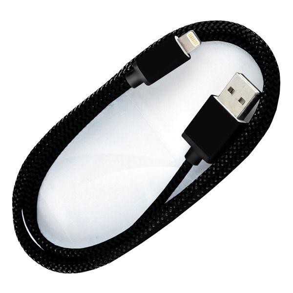 Кабель USB <--> Lightning  1.0м RITMIX RCC-429 черный, тканевая оплетка, индикация заряда