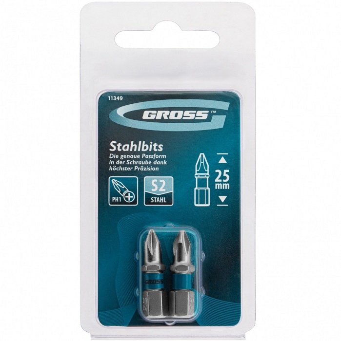 Набор бит PH1х25, сталь S2, 2 шт.// Gross