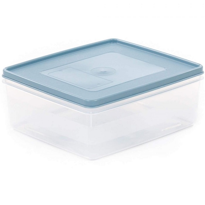 Контейнер Dolcezza №13 с крышкой, 2л (прозрачный, крышка серо-голубая)