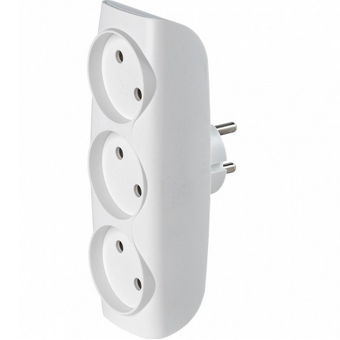 Тройник 3 гн. SMARTBUY SBE-10-A04b-3, черный, 10А