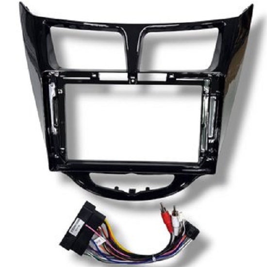 Установочный к-т для штатной а/м 9" Hundai Solaris 2011-2017 чёрный глянец + проводка