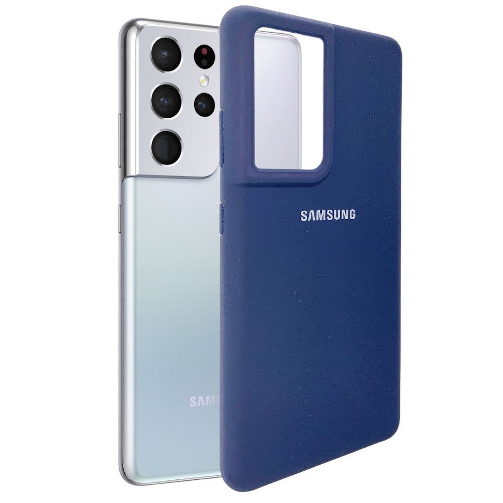 Задняя накладка SILICONE COVER для Samsung Galaxy S21 Ultra темно-синий
