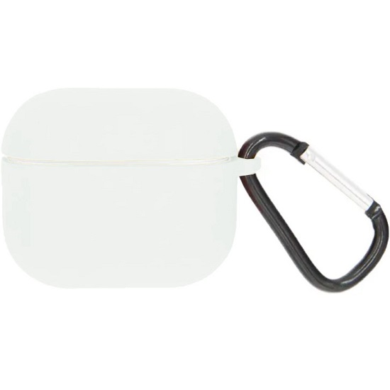 Силиконовый чехол Soft-Touch для AirPods с карабином и нижней заглушкой (белый)