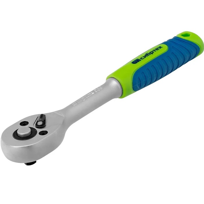 Ключ-трещотка 1/4", 45 зубьев, с быстрым сбросом, матовый хром
