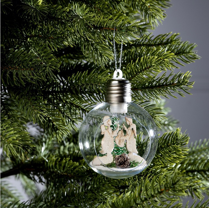 Ёлочный шар «Ангелочки», d=8 см, 1 LED, от батареек, свечение тёплое белое