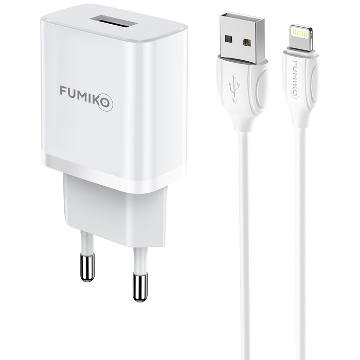 Сетевое ЗУ 1USB 2.1A FUMIKO CH06 Lightning белое