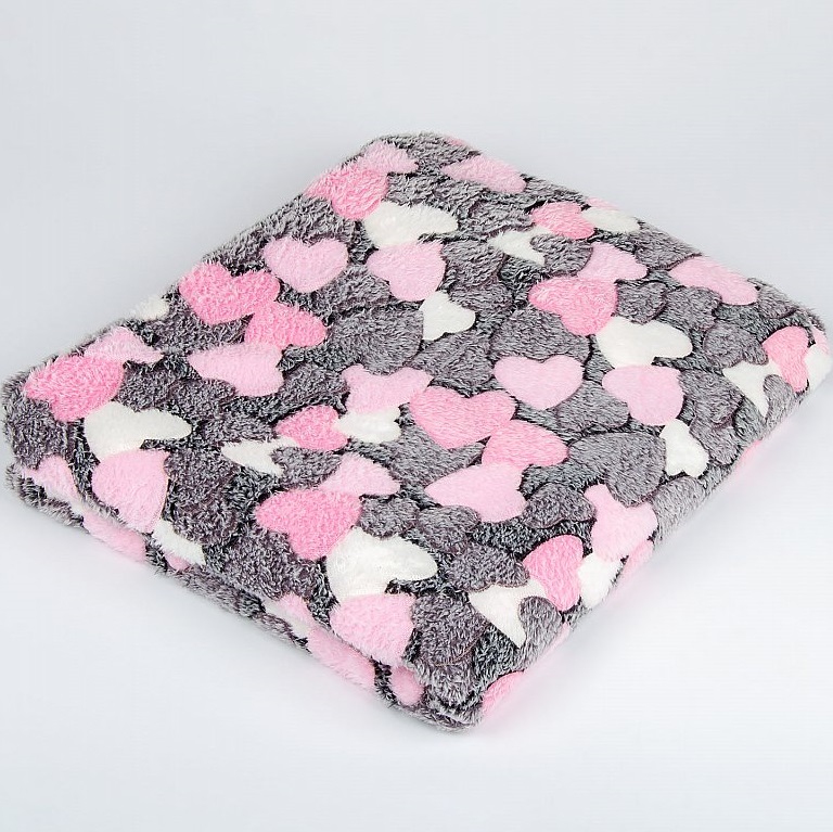 Плед 180*200 бамбуковый "Сердечки", роозовый